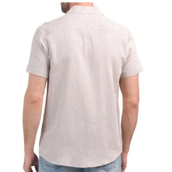 Bruno Positano Camp Shirt Men L Washable Linen Rayon  Button Short SLV Sea Blue - Picture 4 of 13